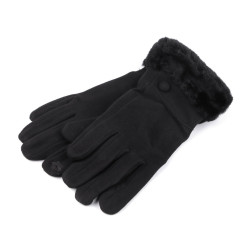 Mănuși de damă cu blană, tactile - Negru (1 Pereche)