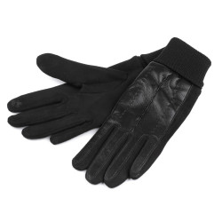 Handschuhe für damen mit öko-leder verziert, taktil - Schwarz (1 Paar)