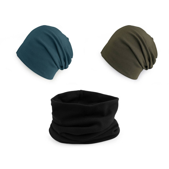 Czapka bawełniana / szalik komin unisex - Granatowy (3 Sztuki) Czapka bawełniana / szalik komin unisex - Granatowy (3 Sztuki)