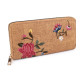 Ladies wallet with embroidered flowers 9.5x19 cm - Beige camel (1 Piece) Ladies wallet with embroidered flowers 9.5x19 cm - Beige camel (1 Piece)
