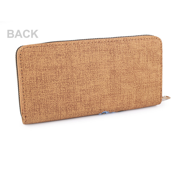 Ladies wallet with embroidered flowers 9.5x19 cm - Beige camel (1 Piece) Ladies wallet with embroidered flowers 9.5x19 cm - Beige camel (1 Piece)
