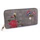 Ladies wallet with embroidered flowers 9.5x19 cm - Beige camel (1 Piece) Ladies wallet with embroidered flowers 9.5x19 cm - Beige camel (1 Piece)