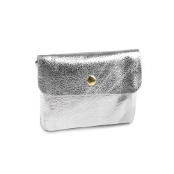 Portmonetka metaliczna 8x11 cm - Srebrny (1 Sztuka)