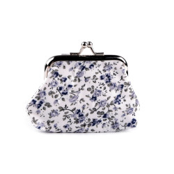 Petit portefeuille/porte-monnaie, fleurs - Bleu-gris (1 Pièce)