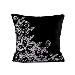 Poszewka na poduszkę 45x45 cm aksamitna z nadrukiem - Czarny (1 Sztuka)