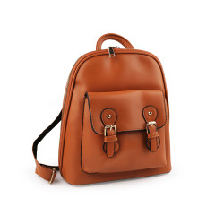 Women's backpack / handbag 2in1 27x31 cm - Cognac brown (1 Piece)