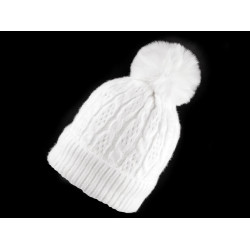 Czapka damska / dziewczęca zimowa z pomponem emi ross - White (1 Sztuka)