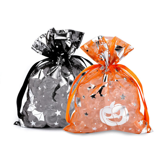Woreczek podarunkowy 13x18 cm organza czarownice / halloween - Czarny (30 Sztuki) Woreczek podarunkowy 13x18 cm organza czarownice / halloween - Czarny (30 Sztuki)