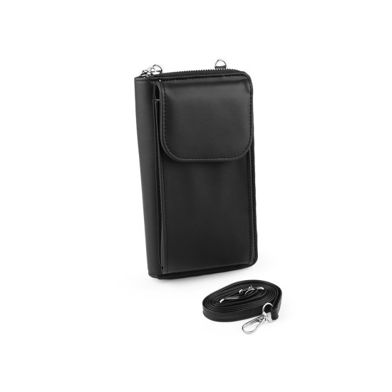 Crossbody-geldbörse mit handytasche, 11 x 19 cm - Schwarz (5 Stücke) Crossbody-geldbörse mit handytasche, 11 x 19 cm - Schwarz (5 Stücke)