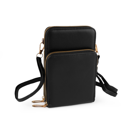 Crossbody-geldbörse mit handytasche, 11,5 x 18 cm - Schwarz (1 Stück) Crossbody-geldbörse mit handytasche, 11,5 x 18 cm - Schwarz (1 Stück)