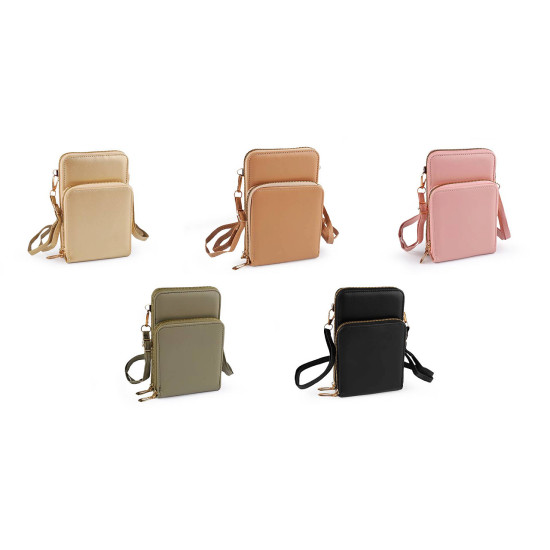 Crossbody-geldbörse mit handytasche, 11,5 x 18 cm - Schwarz (1 Stück) Crossbody-geldbörse mit handytasche, 11,5 x 18 cm - Schwarz (1 Stück)