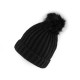 Conjunto de cuello y gorro con pompón para niña/mujer - Negro (1 Juego) Conjunto de cuello y gorro con pompón para niña/mujer - Negro (1 Juego)
