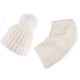 Conjunto de cuello y gorro con pompón para niña/mujer - Negro (1 Juego) Conjunto de cuello y gorro con pompón para niña/mujer - Negro (1 Juego)