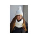 Conjunto de cuello y gorro con pompón para niña/mujer - Negro (1 Juego) Conjunto de cuello y gorro con pompón para niña/mujer - Negro (1 Juego)
