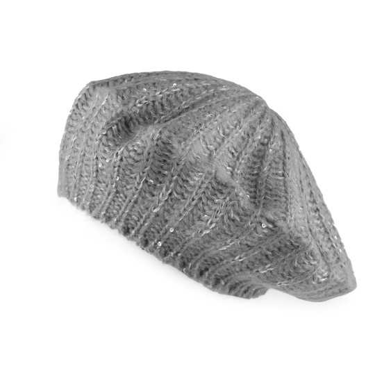 Beret damski / dziewczęcy włóczkowy z drobnymi cekinami - Czarny (4 Sztuki) Beret damski / dziewczęcy włóczkowy z drobnymi cekinami - Czarny (4 Sztuki)