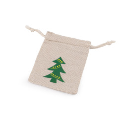 Bolsa de algodón, árbol de navidad, papá noel 8x10 cm - Arpillera (1 Pieza)