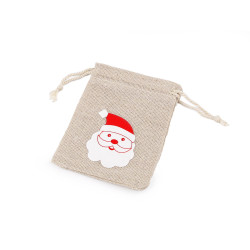 Bolsa de algodón, árbol de navidad, papá noel 8x10 cm - Arpillera (1 Pieza)