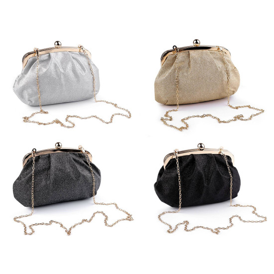 Clutch purse / evening bag - with glitter - Black (1 Piece) Clutch purse / evening bag - with glitter - Black (1 Piece)