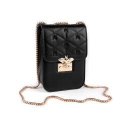 Borsa a tracolla trapuntata, da donna, con ape, dimensioni: 13 x 18,5 cm - Nero (1 Pezzo)