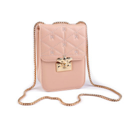 Borsa a tracolla trapuntata, da donna, con ape, dimensioni: 13 x 18,5 cm - Polvere (1 Pezzo)