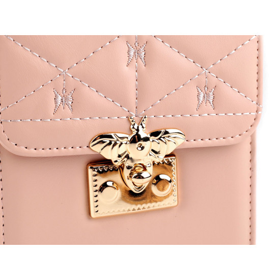 Dámska kabelka prešívaná crossbody so včelou 13x18,5 cm - Pudrová (1 Kus) Dámska kabelka prešívaná crossbody so včelou 13x18,5 cm - Pudrová (1 Kus)