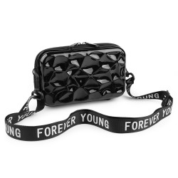 Ladies hard shell handbag / crossbody bag 18x11 cm - Black (1 Piece)