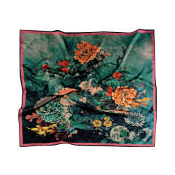 Satin scarf 70x70 cm - Blue-green (1 Piece)