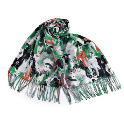 Cashmere scarf with fringes, dogs 70x180 cm - Green (1 Piece)