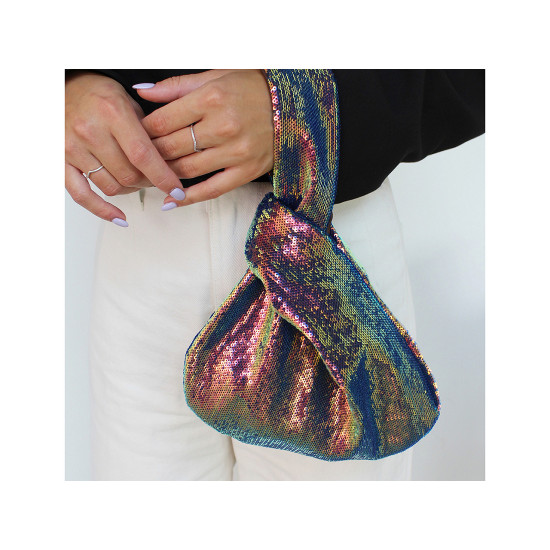 Sequin handbag / bag 26x21 cm - Black (1 Piece)