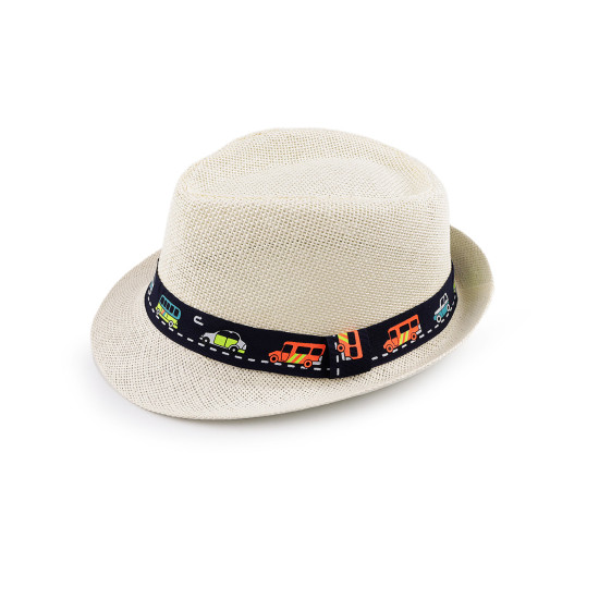 Children's summer hat / straw hat, car and dinosaurs - Creamy light (3 Pieces) Children's summer hat / straw hat, car and dinosaurs - Creamy light (3 Pieces)