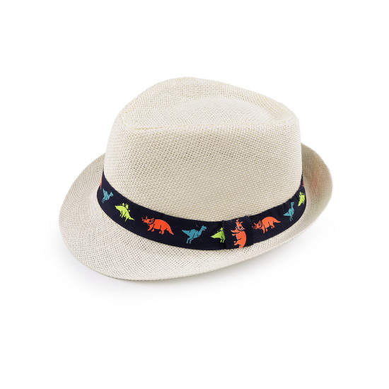 Children's summer hat / straw hat, car and dinosaurs - Creamy light (3 Pieces) Children's summer hat / straw hat, car and dinosaurs - Creamy light (3 Pieces)
