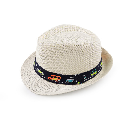 Children's summer hat / straw hat, car and dinosaurs - Creamy light (3 Pieces) Children's summer hat / straw hat, car and dinosaurs - Creamy light (3 Pieces)