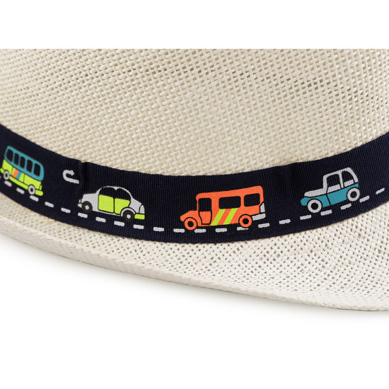 Children's summer hat / straw hat, car and dinosaurs - Creamy light (3 Pieces) Children's summer hat / straw hat, car and dinosaurs - Creamy light (3 Pieces)