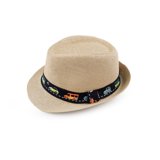 Children's summer hat / straw hat, car and dinosaurs - Creamy light (3 Pieces) Children's summer hat / straw hat, car and dinosaurs - Creamy light (3 Pieces)