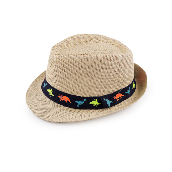 Children's summer hat / straw hat, car and dinosaurs - Creamy light (3 Pieces) Children's summer hat / straw hat, car and dinosaurs - Creamy light (3 Pieces)