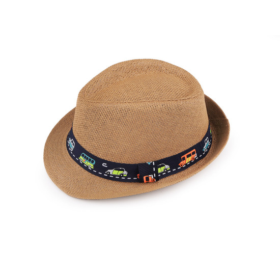 Children's summer hat / straw hat, car and dinosaurs - Creamy light (3 Pieces) Children's summer hat / straw hat, car and dinosaurs - Creamy light (3 Pieces)