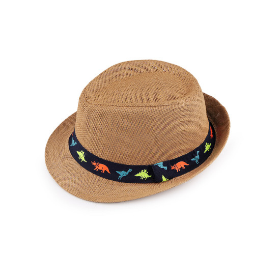 Children's summer hat / straw hat, car and dinosaurs - Creamy light (3 Pieces) Children's summer hat / straw hat, car and dinosaurs - Creamy light (3 Pieces)