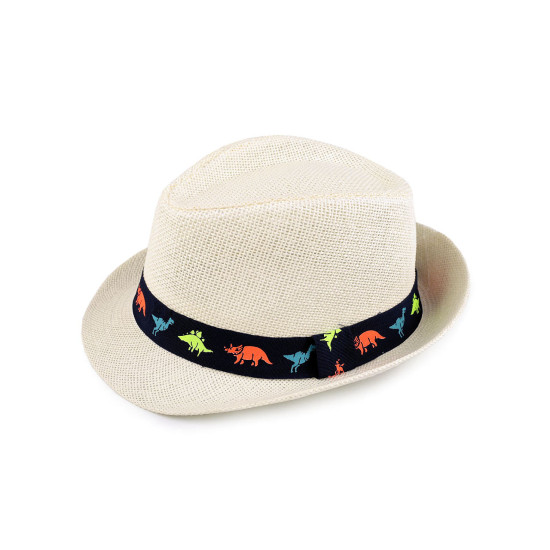 Children's summer hat / straw hat, car and dinosaurs - Creamy light (3 Pieces) Children's summer hat / straw hat, car and dinosaurs - Creamy light (3 Pieces)
