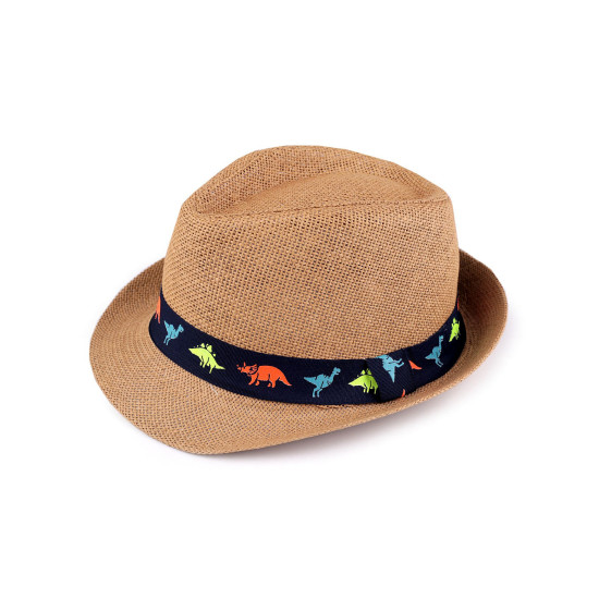 Children's summer hat / straw hat, car and dinosaurs - Creamy light (3 Pieces) Children's summer hat / straw hat, car and dinosaurs - Creamy light (3 Pieces)