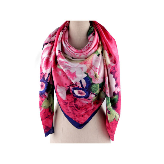 Large satin scarf with flowers 130x135 cm - Light red (3 Pieces) Large satin scarf with flowers 130x135 cm - Light red (3 Pieces)