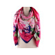 Large satin scarf with flowers 130x135 cm - Light red (3 Pieces) Large satin scarf with flowers 130x135 cm - Light red (3 Pieces)