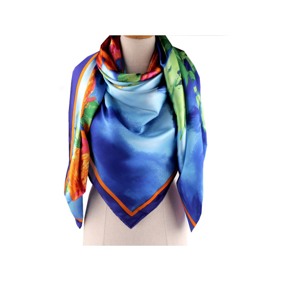 Large satin scarf with flowers 130x135 cm - Light red (3 Pieces) Large satin scarf with flowers 130x135 cm - Light red (3 Pieces)