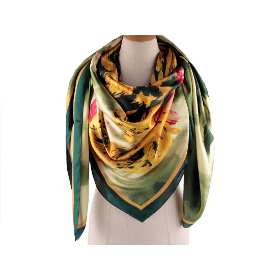 Large satin scarf with flowers 130x135 cm - Light red (3 Pieces) Large satin scarf with flowers 130x135 cm - Light red (3 Pieces)