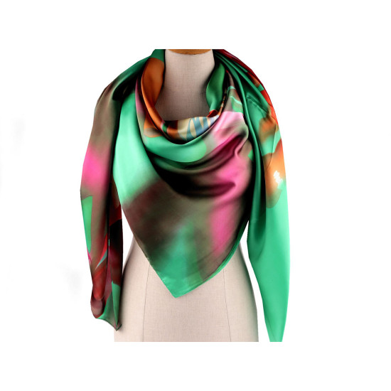 Large satin scarf with flowers 130x135 cm - Light red (3 Pieces) Large satin scarf with flowers 130x135 cm - Light red (3 Pieces)