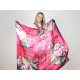 Large satin scarf with flowers 130x135 cm - Light red (3 Pieces) Large satin scarf with flowers 130x135 cm - Light red (3 Pieces)