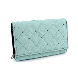 Portmonetka damska tekstylna z cekinami 10x15 cm - Zielona szałwia jasna (1 Sztuka)