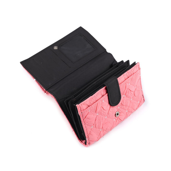 Portmonetka damska tekstylna z cekinami 10x15 cm - Zielona szałwia jasna (1 Sztuka) Portmonetka damska tekstylna z cekinami 10x15 cm - Zielona szałwia jasna (1 Sztuka)