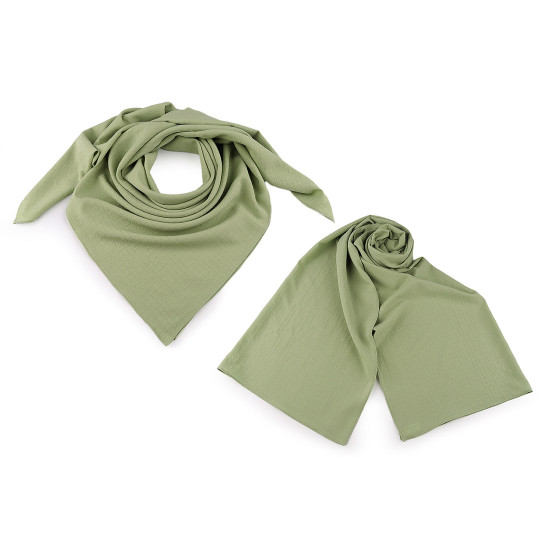 Crinkled crepe pleated scarf - White yellow (3 Pieces)