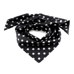Cotton scarf with polka dots  70x70 cm - Black (1 Piece)