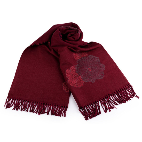 Cashmere type scarf with fringes, flowers 70x190 cm - Black (1 Piece) Cashmere type scarf with fringes, flowers 70x190 cm - Black (1 Piece)